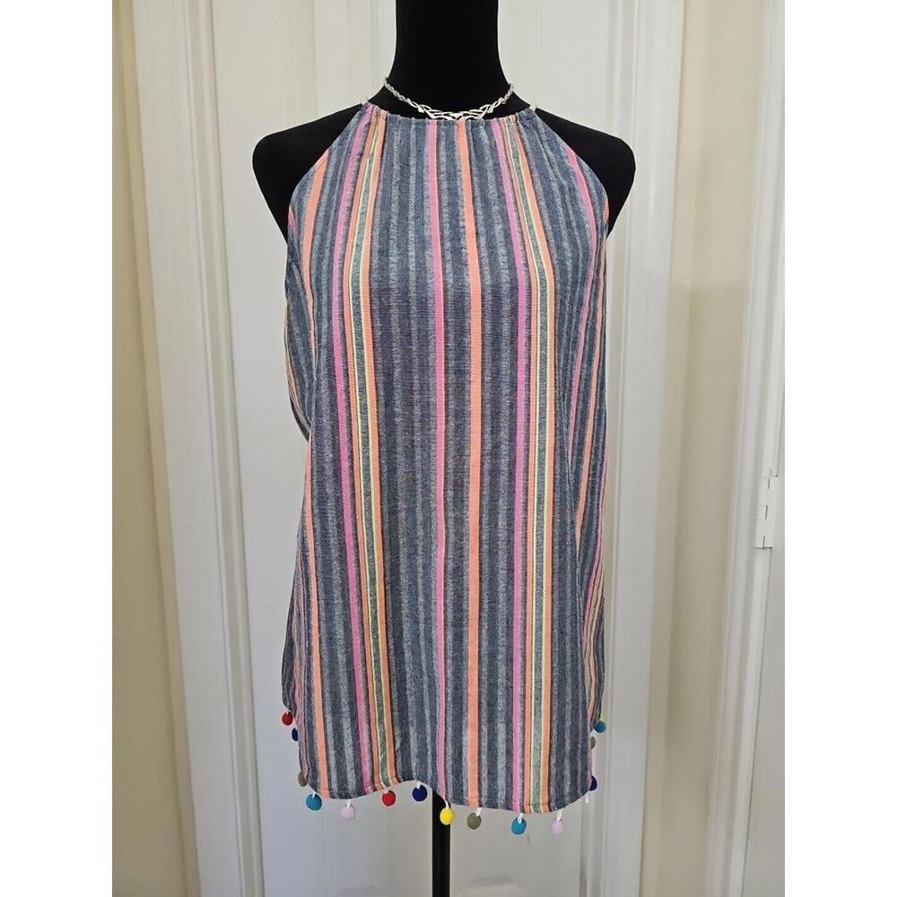 THML Women's Boho Top Medium Multicolorโ Rope Sleeves